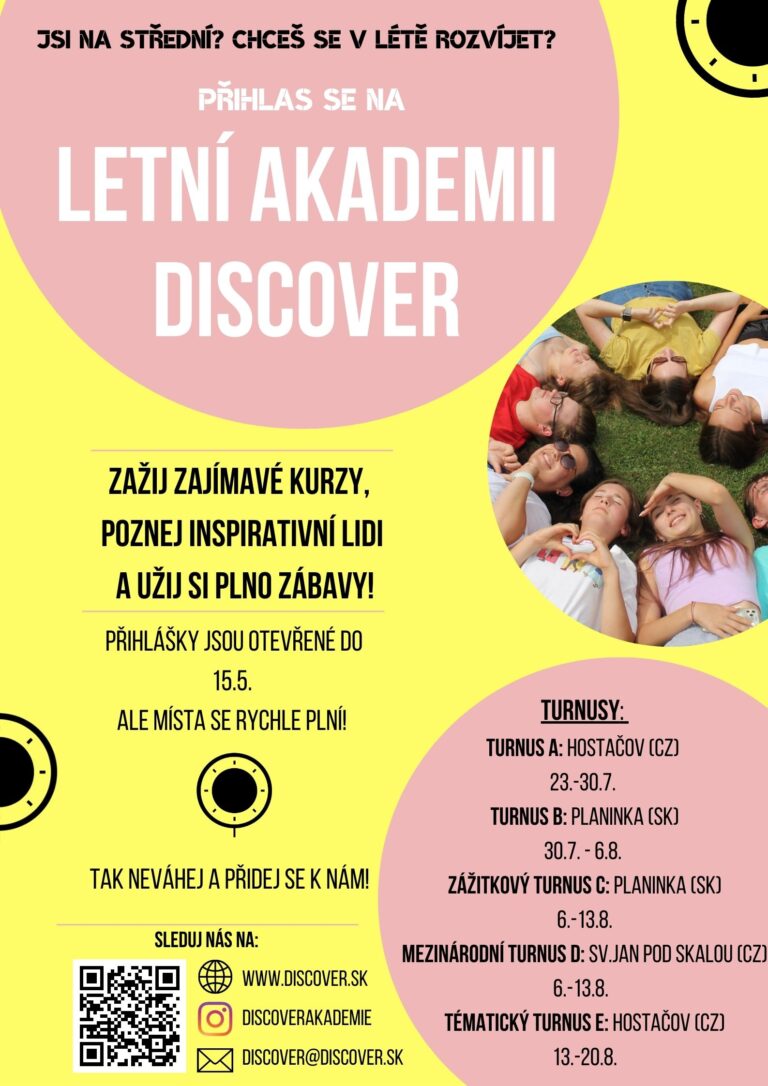 Pozvánka na letní akademii Discover