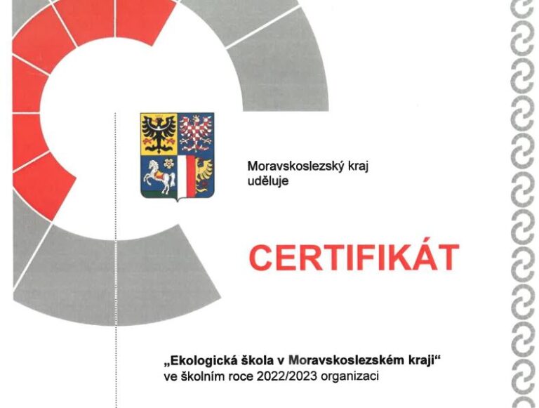 Jsme Ekologickou školou 2022/2023 Moravskoslezského kraje